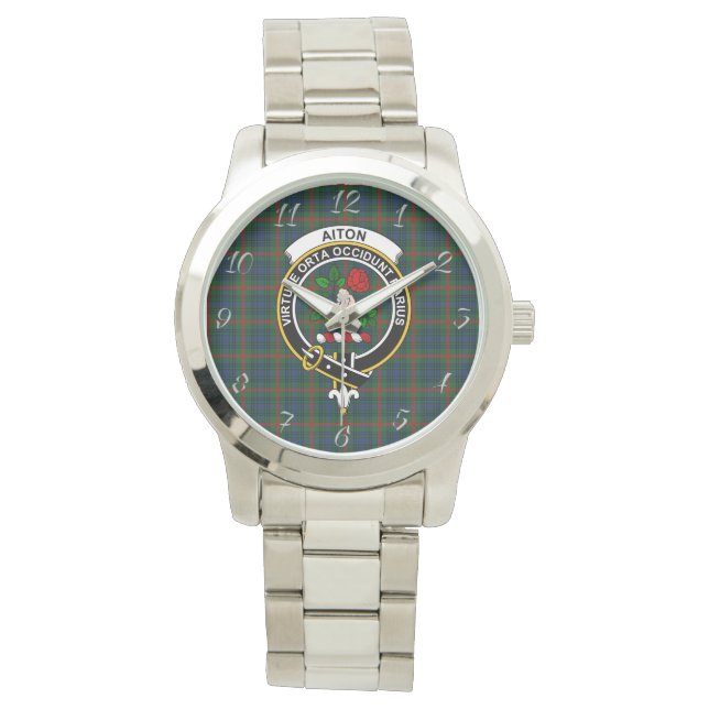 Classic Timeless Clan Aiton Tartan Pset Gift Horloge (Voorkant)