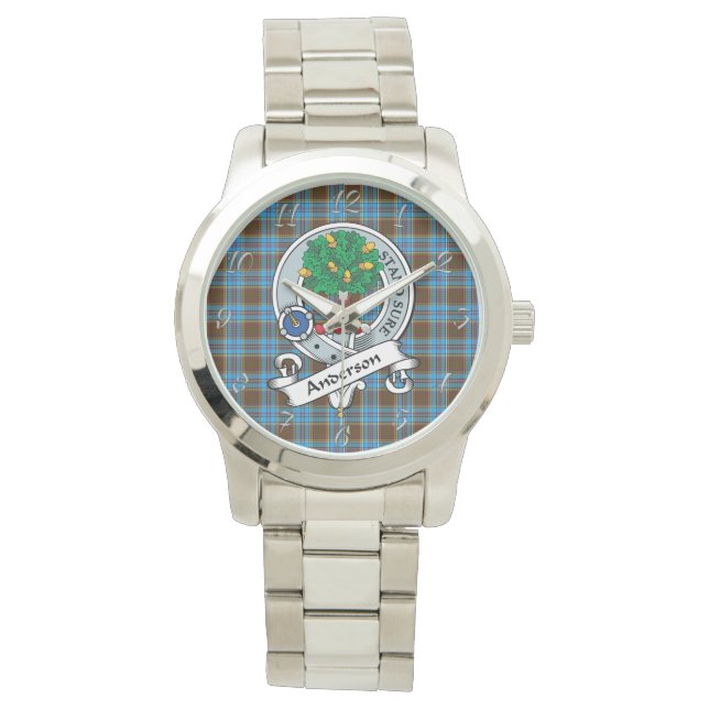 Classic Timeless Clan Anderson Badge Tartan Pset Horloge (Voorkant)