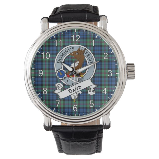 Classic Timeless Clan Baird Ancient Badge Tartan Horloge (Voorkant)
