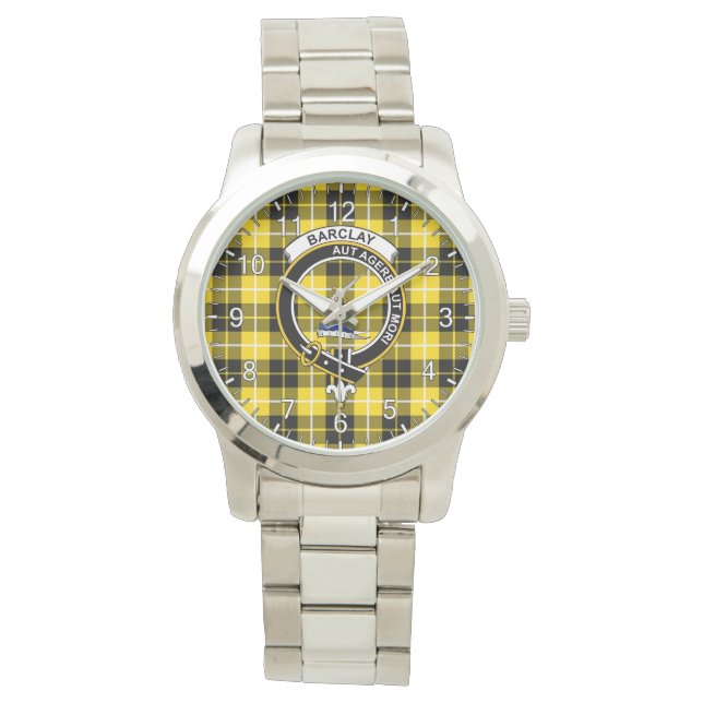 Classic Timeless Clan Barclay Tartan Badge Pset Horloge (Voorkant)