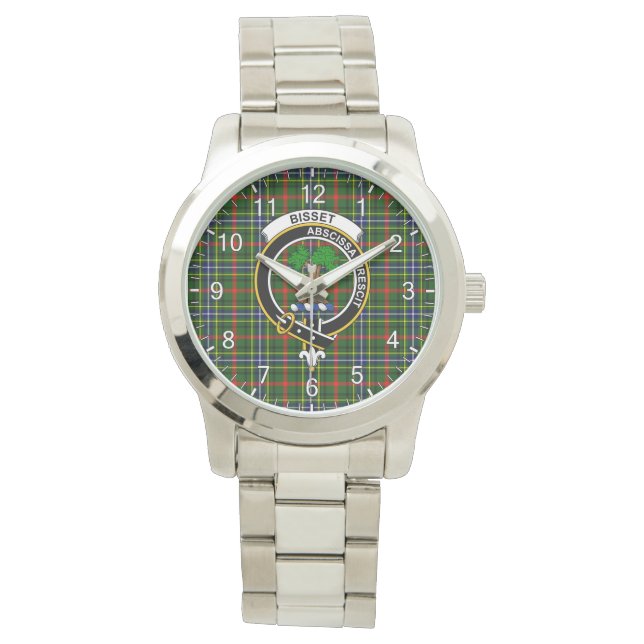 Classic Timeless Clan Bisset Tartan Badge Pset Horloge (Voorkant)