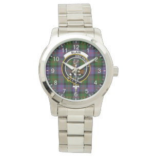Classic Timeless Clan Blair Tartan Badge Pset Gif Horloge