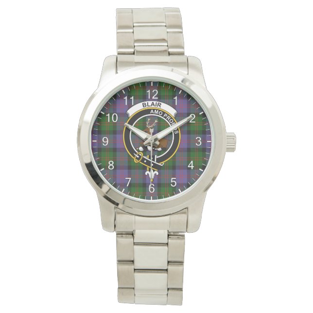 Classic Timeless Clan Blair Tartan Badge Pset Gif Horloge (Voorkant)