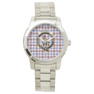 Classic Timeless clan boswell Modern Tartan Badge Horloge