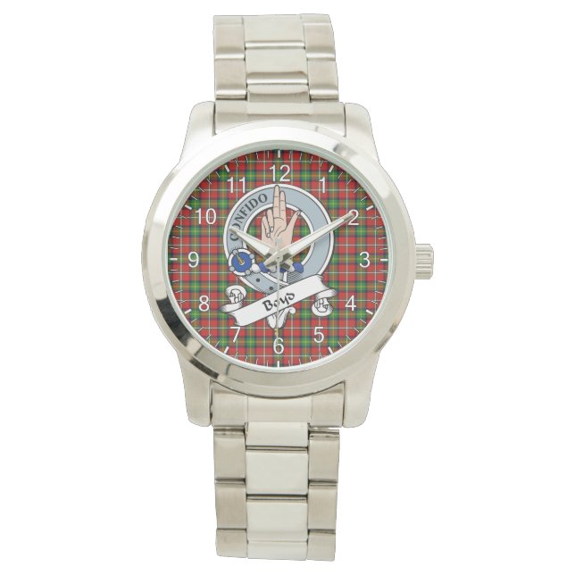 Classic Timeless Clan Boyd Badge Tartan Pset Gift Horloge (Voorkant)