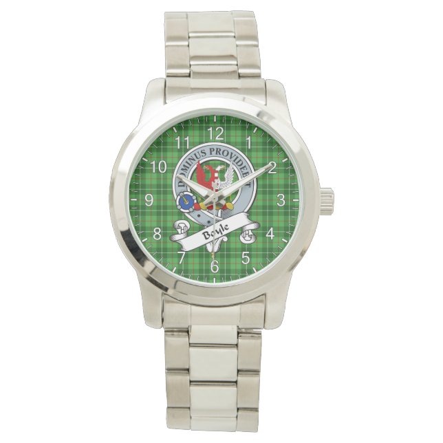 Classic Timeless Clan Boyle Badge Tartan Pset Gif Horloge (Voorkant)