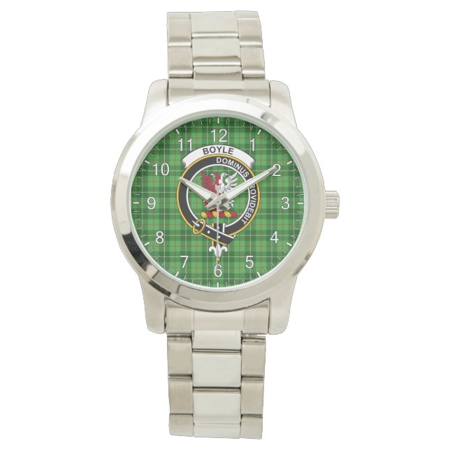 Classic Timeless Clan Boyle Tartan Badge Pset Gif Horloge (Voorkant)