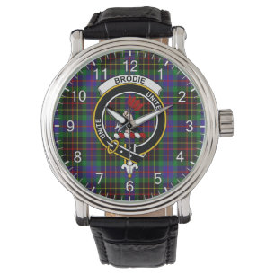 Classic Timeless Clan Brodie Hunting Tartan Badge Horloge