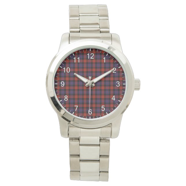 Classic Timeless Clan Broun Tartan Pset Gift Horloge (Voorkant)