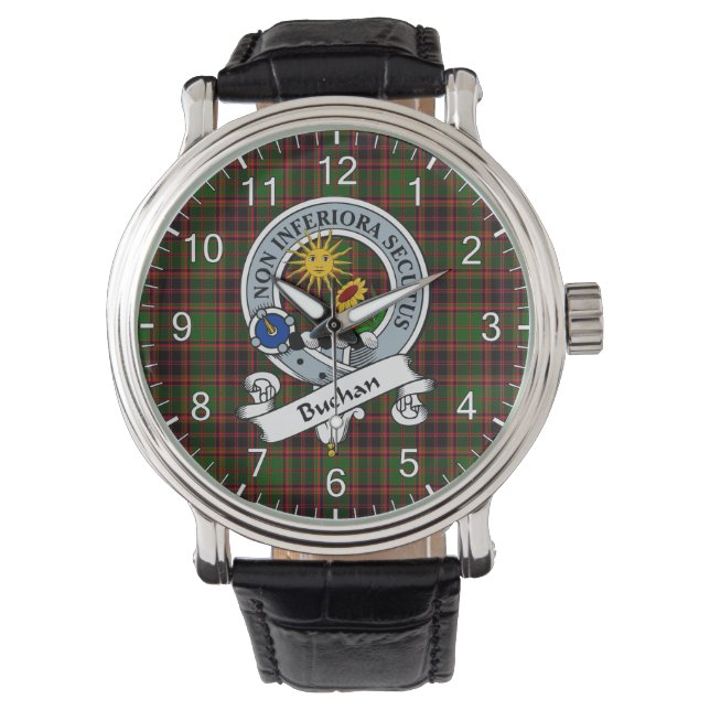 Classic Timeless Clan Buchan Badge Tartan Horloge (Voorkant)