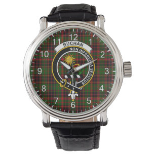 Classic Timeless Clan Buchan Tartan Badge Pset Gi Horloge