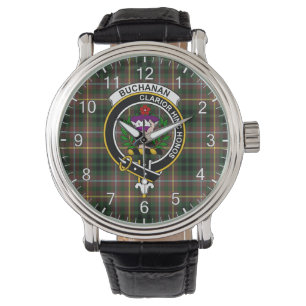 Classic Timeless Clan Buchanan Hunting Tartan Badg Horloge