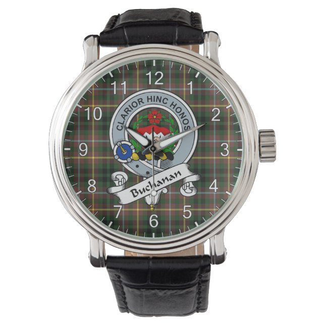 Classic Timeless Clan Buchanan Hunting Tartan Horloge (Voorkant)