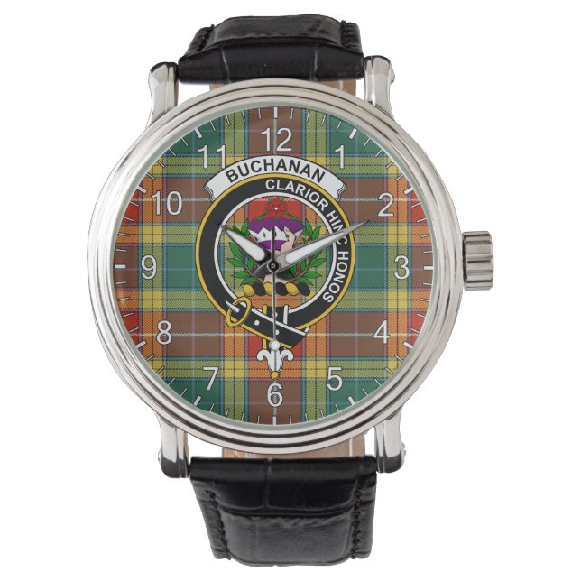 Classic Timeless Clan Buchanan Old Sett Tartan Horloge (Voorkant)