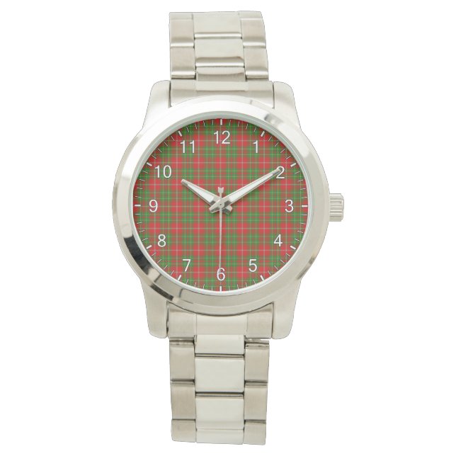 Classic Timeless Clan Burnett Tartan Pset Gift Horloge (Voorkant)