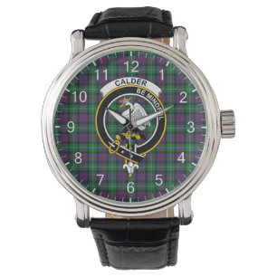 Classic Timeless Clan Calder Tartan Badge Pset Horloge