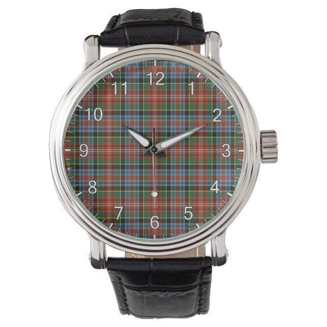Classic Timeless Clan Caledonia Tartan Pset Gift Horloge (Voorkant)