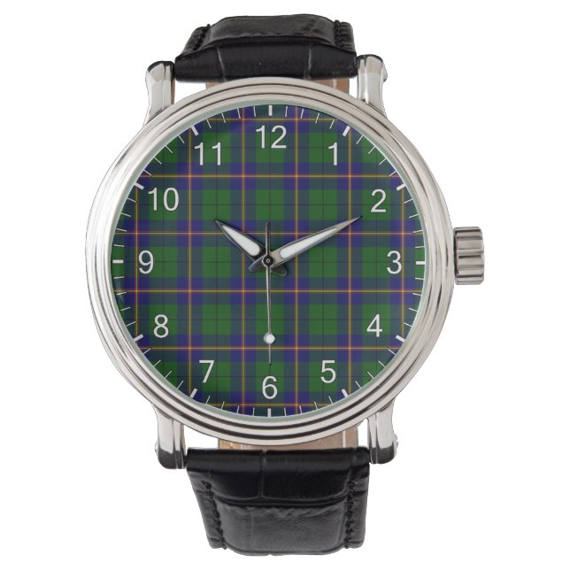 Classic Timeless Clan Carmichael Modern Tartan Pla Horloge (Voorkant)