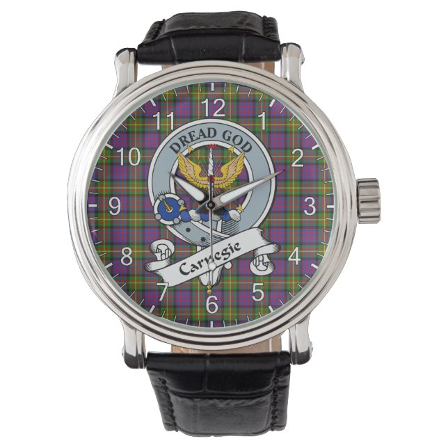 Classic Timeless Clan Carnegie Badge Tartan Watch Horloge (Voorkant)
