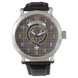 Classic Timeless Clan Carnegie Tartan Badge Pset Horloge