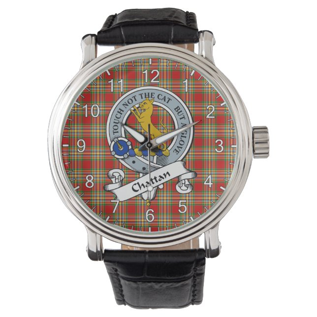 Classic Timeless Clan Chattan Badge Tartan Watch Horloge (Voorkant)