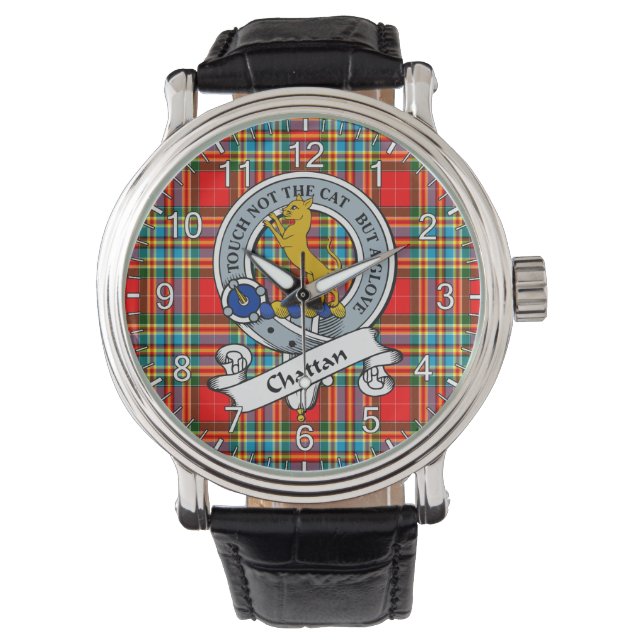 Classic Timeless Clan chattan Modern Badge Tartan Horloge (Voorkant)