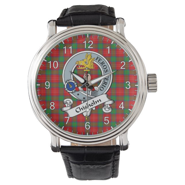 Classic Timeless Clan Chisholm Badge Tartan Watch Horloge (Voorkant)