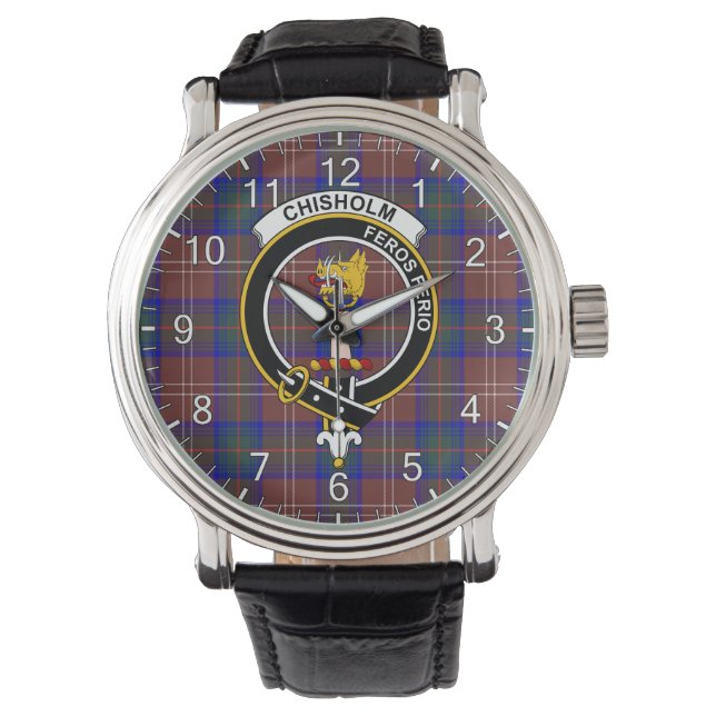 Classic Timeless Clan Chisholm Hunting Modern Tart Horloge (Voorkant)