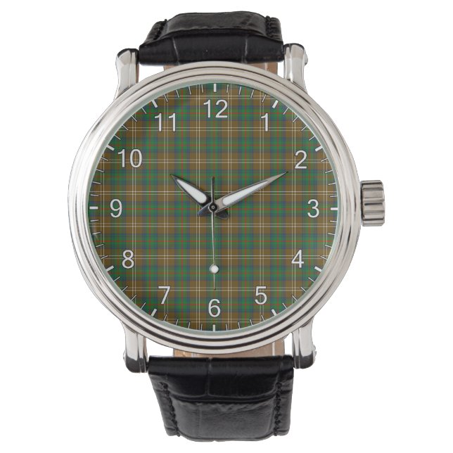 Classic Timeless Clan Chisholm Hunting Tartan Plai Horloge (Voorkant)