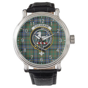 Classic Timeless Clan cochrane Ancient Tartan Badg Horloge