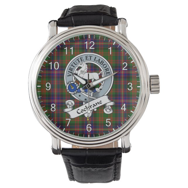 Classic Timeless Clan cochrane Badge Tartan Watch Horloge (Voorkant)