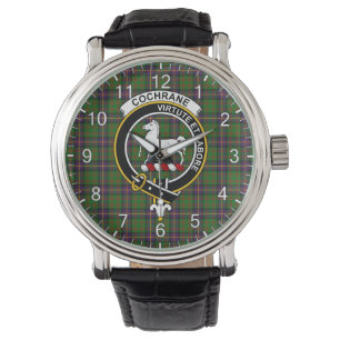 Classic Timeless Clan cochrane Hunting Tartan Badg Horloge