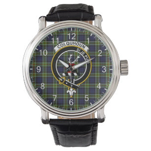 Classic Timeless Clan Colquhoun Modern Tartan Badg Horloge