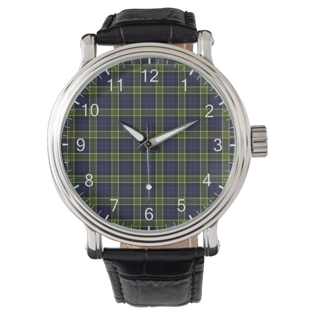 Classic Timeless Clan Colquhoun Modern Tartan Plai Horloge (Voorkant)