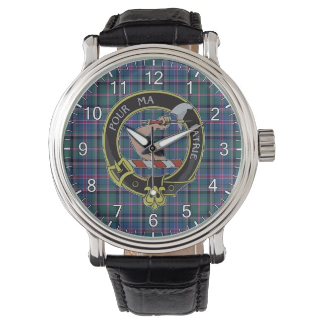Classic Timeless Clan Cooper Tartan Badge Pset Horloge (Voorkant)
