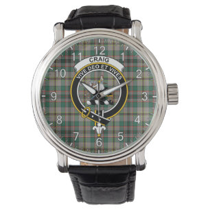 Classic Timeless Clan Craig Ancient Tartan Badge Horloge