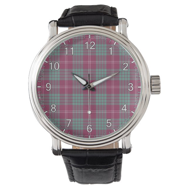 Classic Timeless Clan Crawford Ancient Tartan Plai Horloge (Voorkant)