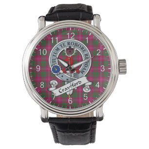 Classic Timeless Clan Crawford Modern Badge Tartan Horloge