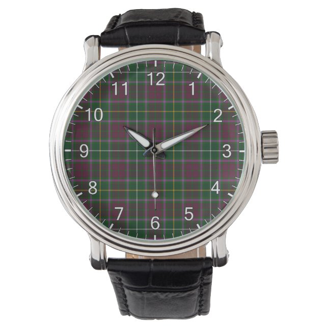 Classic Timeless Clan Crosbie Tartan Pset Gift Horloge (Voorkant)