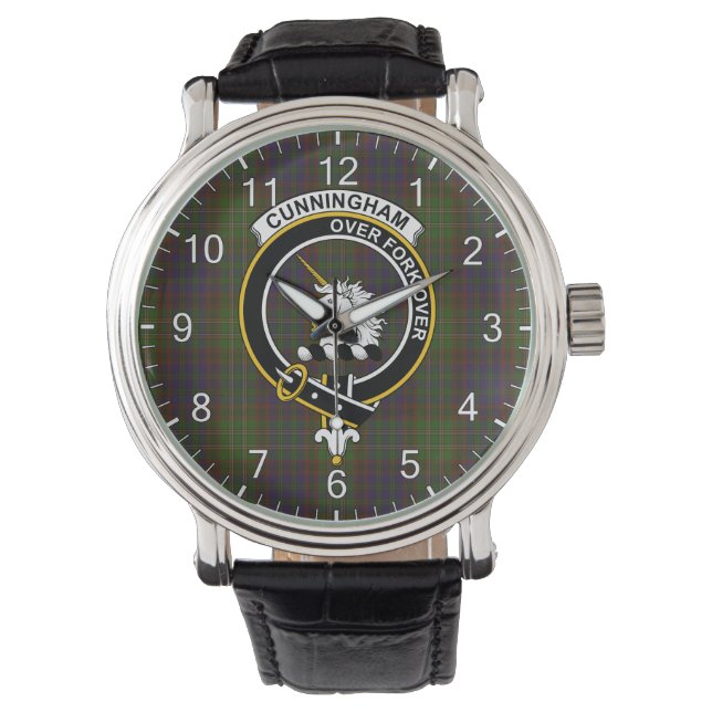 Classic Timeless Clan Cunningham Hunting Tartan Ba Horloge (Voorkant)