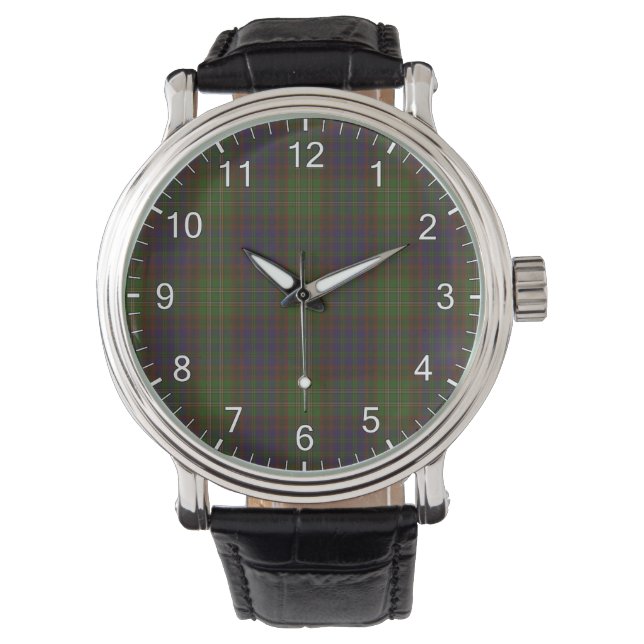 Classic Timeless Clan Cunningham Hunting Tartan Pl Horloge (Voorkant)