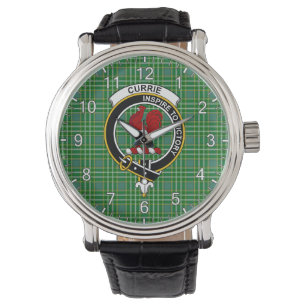 Classic Timeless Clan Currie Tartan Badge Pset Horloge