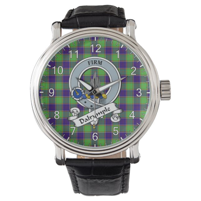 Classic Timeless Clan Dalrymple Badge Tartan Watch Horloge (Voorkant)