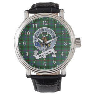 Classic Timeless Clan Davidson Modern Badge Tartan Horloge