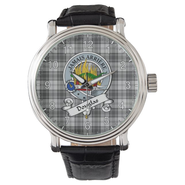 Classic Timeless Clan Douglas Gray Modern Badge Ta Horloge (Voorkant)