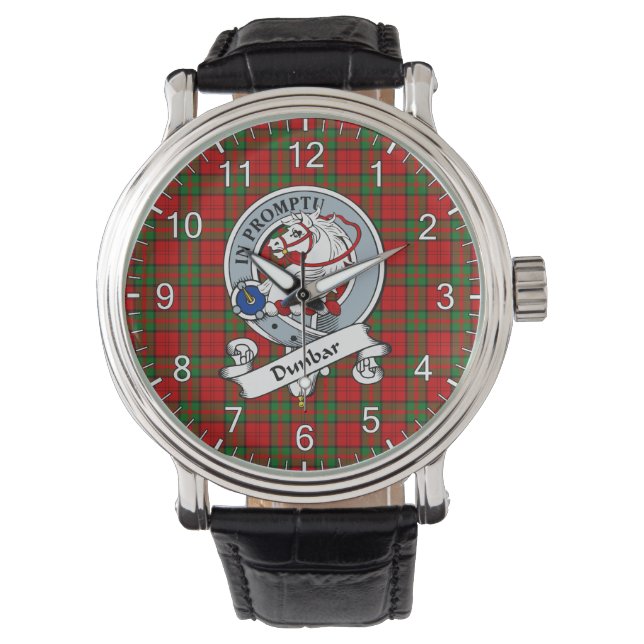 Classic Timeless Clan Dunbar Badge Tartan Watch Horloge (Voorkant)