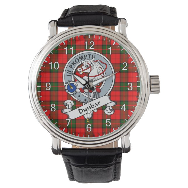 Classic Timeless Clan Dunbar Modern Badge Tartan Horloge (Voorkant)