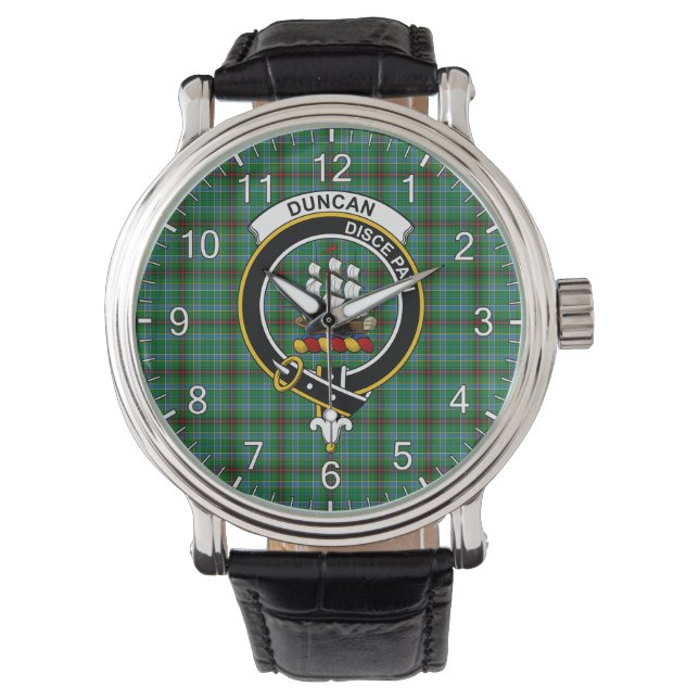 Classic Timeless Clan Duncan Sketraw Tartan Bad Horloge (Voorkant)