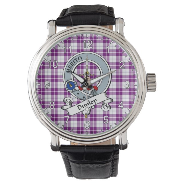 Classic Timeless Clan Dunlop Dress Badge Tartan Horloge (Voorkant)