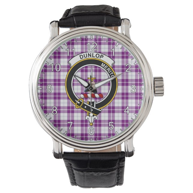 Classic Timeless Clan Dunlop Dress Tartan Badge Horloge (Voorkant)